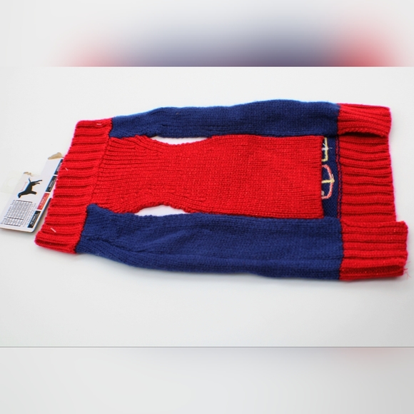 Extra Small Knit & Sequined 'But Presents First' Blue & Red Dod Sweater, New - Picture 5 of 7